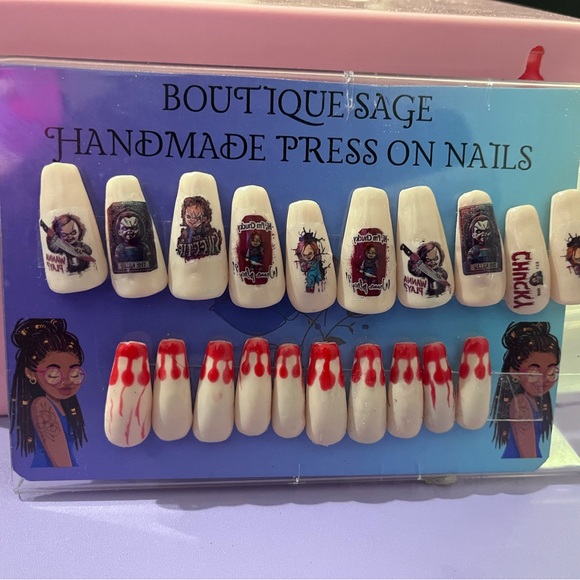 Handmade  Chucky Press On Nails with Graphic Designs - Picture 2 of 8